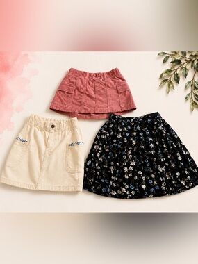 Cat & Jack Girls' Skirt Set — Rose, Cream, and Black Floral
